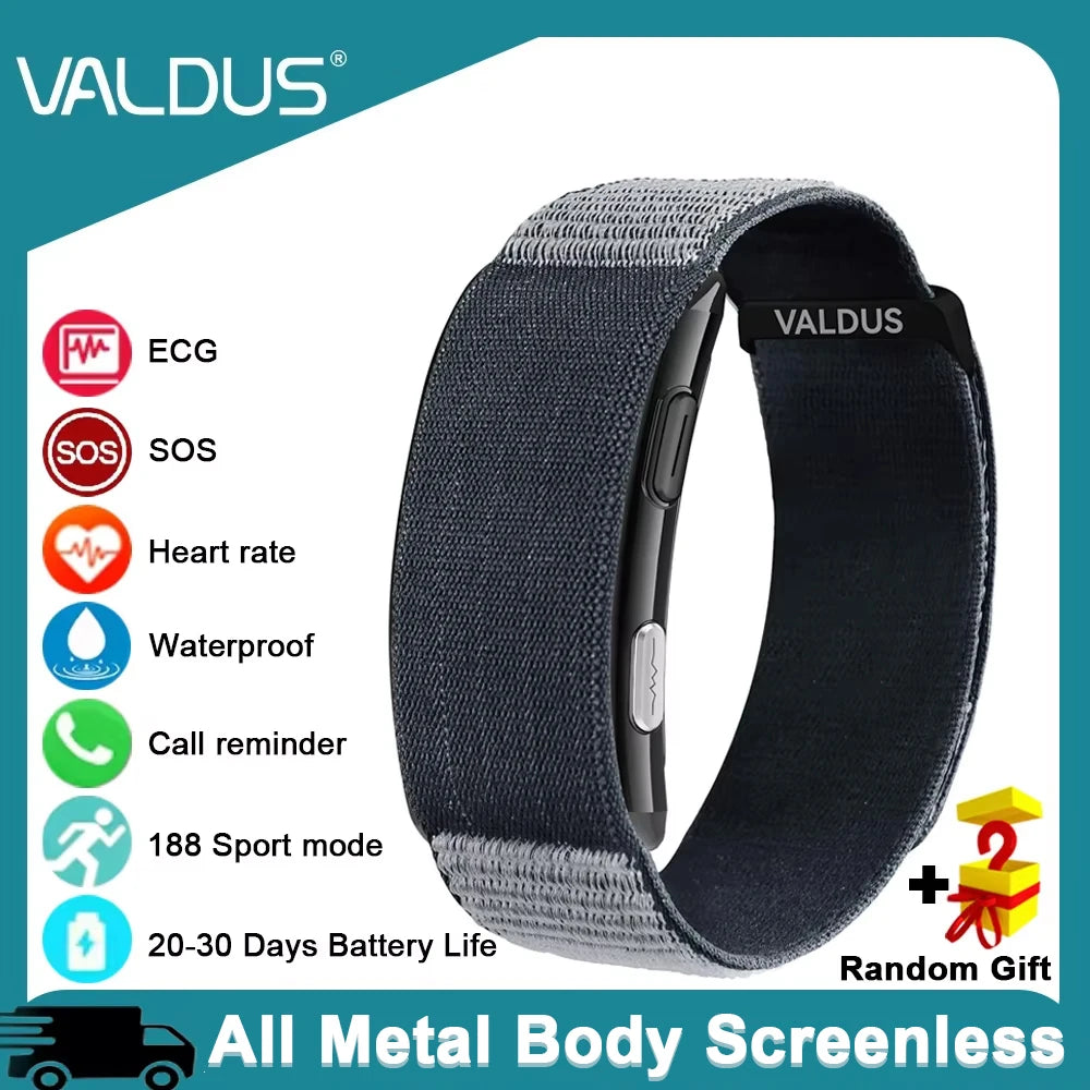VALDUS 2025 New VITRO NO Screen Smart Bracelet ECG SOS Heart Rate Blood Pressure Sports Fitness Waterproof Screenless Smartwatch