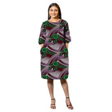 African Fashion Collarless Dress Half Sleeve Design Tailor Made Women's Frock Ankara Style Colorful Print Female Wedding Wear