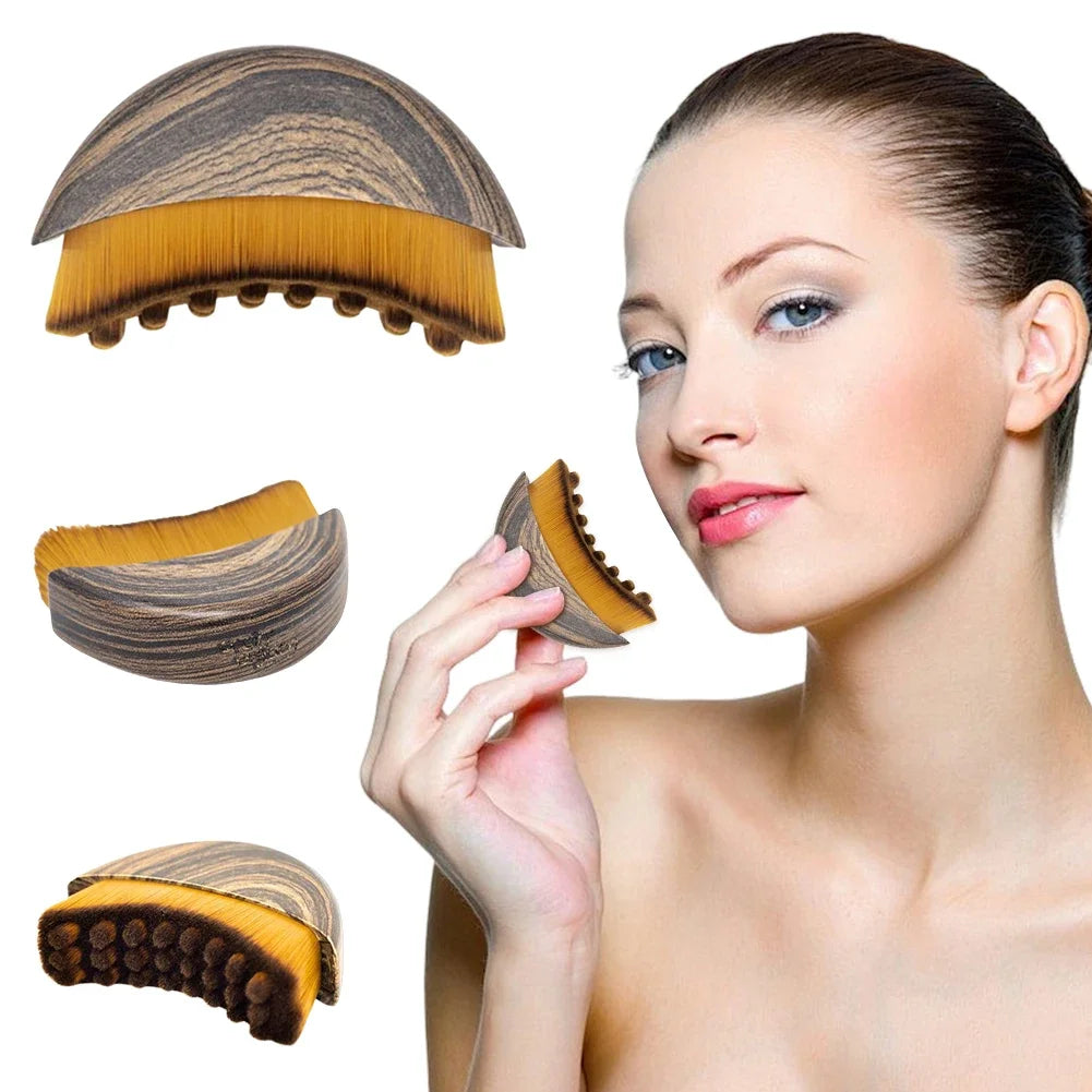 Portable Dry Facial Brush Soft Bristles Contoured Lymphatic Massage Tool Face Sculpting Device Home Spa Gentle Exfoliation Brush