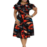 New Bazin Riche African Ruffles Collar Dresses for Women Dashiki Print Pearls Dresses Vestidos Women African Clothing WY4401