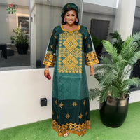 H&D African Women's Dresses Embroidery Bazin Riche Dress Plus Size Wedding Bubu Gowns Elegant Kaftan Boubou Djellaba Clothes