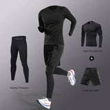 3-7Pcs Men's Ice Fiber Quick-Dry Running Fitness Full Set/Suit Tracksuit For Marathon, Training Cycling，Jogging,Gym， sweatpants