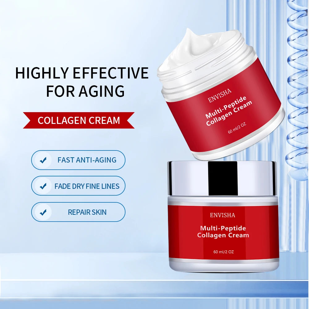 ENVISHA Face Cream Multi Peptide Collagen Skin Care Anti-Wrinkle Aging Moisturizing Shrink Pores Whitening Smooth Beauty Health