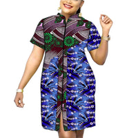 Stand Collar Dress African Trends Patchwork Dress Original Design Elegant Print Women's Ankara Outfit Customized