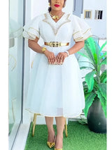 African Dresses for Women Plus Size Africa Clothes Dashiki Ankara Spring Outfits Gown Elegant Muslim Wedding Party Midi Dress