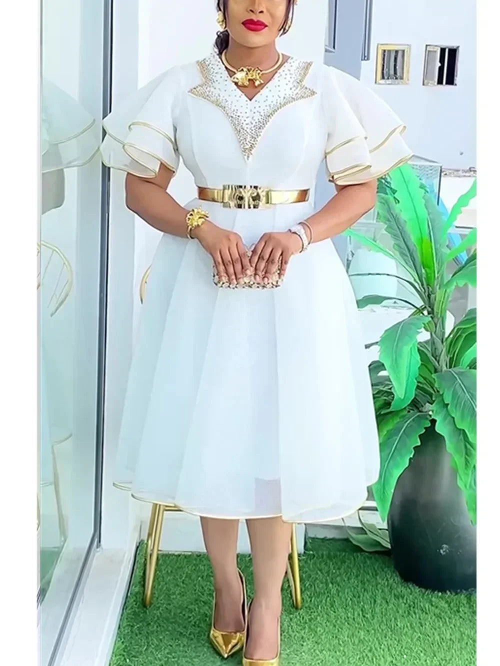 African Dresses for Women Plus Size Africa Clothes Dashiki Ankara Spring Outfits Gown Elegant Muslim Wedding Party Midi Dress