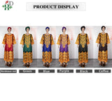 H&D African Women's Dresses Embroidery Bazin Riche Dress Plus Size Wedding Bubu Gowns Elegant Kaftan Boubou Djellaba Clothes
