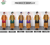 H&D African Women's Dresses Embroidery Bazin Riche Dress Plus Size Wedding Bubu Gowns Elegant Kaftan Boubou Djellaba Clothes