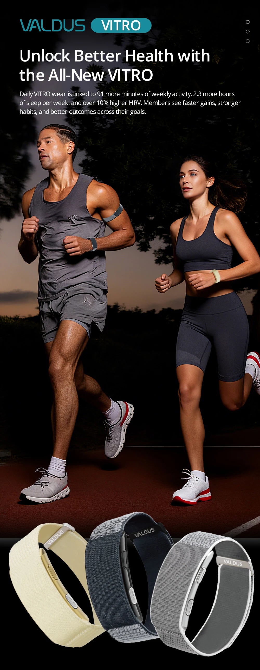 VALDUS 2025 New VITRO NO Screen Smart Bracelet ECG SOS Heart Rate Blood Pressure Sports Fitness Waterproof Screenless Smartwatch