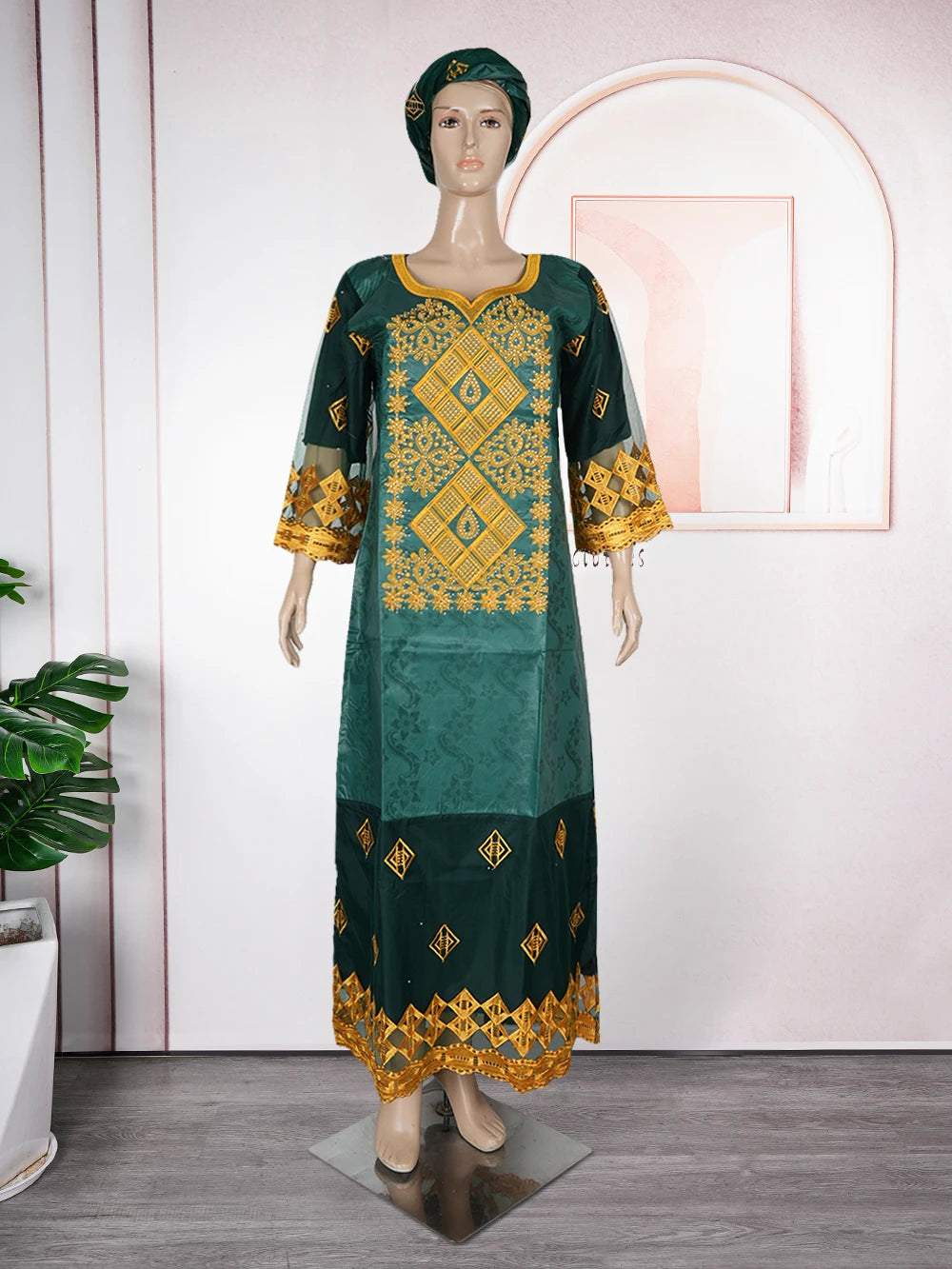 H&D African Women's Dresses Embroidery Bazin Riche Dress Plus Size Wedding Bubu Gowns Elegant Kaftan Boubou Djellaba Clothes