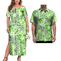 Couple Outfit 2Pcs Sets Ladies Evening Dresses Polynesian Pattern Design Classic Mens Hawaiian Shirts Match Women Plus Size Dres