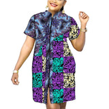 Stand Collar Dress African Trends Patchwork Dress Original Design Elegant Print Women's Ankara Outfit Customized