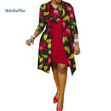 African Print Dress and Suit Coat for Women Cotton 2 Pieces Sets Traditional African Women Clothing Outwear WY586