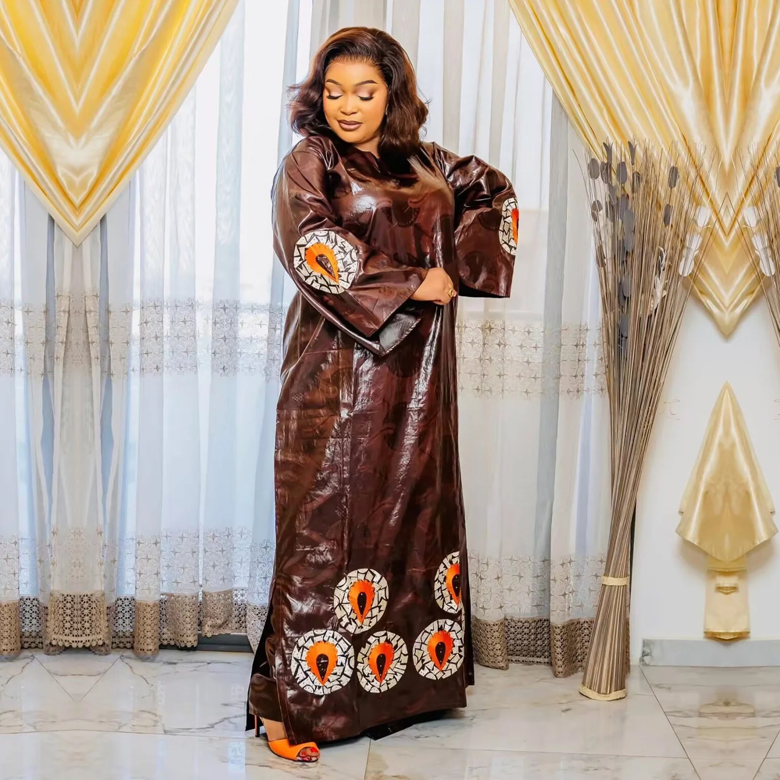 African Dresses For Women Luxury Boubou Material Rich Embroidery Design