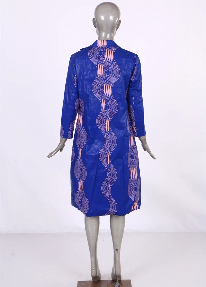 African Print Dress and Suit Coat for Women Cotton 2 Pieces Sets Traditional African Women Clothing Outwear WY586