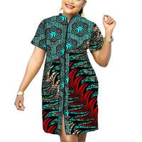 Stand Collar Dress African Trends Patchwork Dress Original Design Elegant Print Women's Ankara Outfit Customized