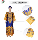 H&D African Women's Dresses Embroidery Bazin Riche Dress Plus Size Wedding Bubu Gowns Elegant Kaftan Boubou Djellaba Clothes