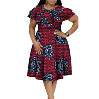 New Bazin Riche African Ruffles Collar Dresses for Women Dashiki Print Pearls Dresses Vestidos Women African Clothing WY4401