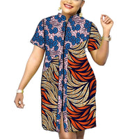 Stand Collar Dress African Trends Patchwork Dress Original Design Elegant Print Women's Ankara Outfit Customized