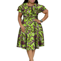 New Bazin Riche African Ruffles Collar Dresses for Women Dashiki Print Pearls Dresses Vestidos Women African Clothing WY4401