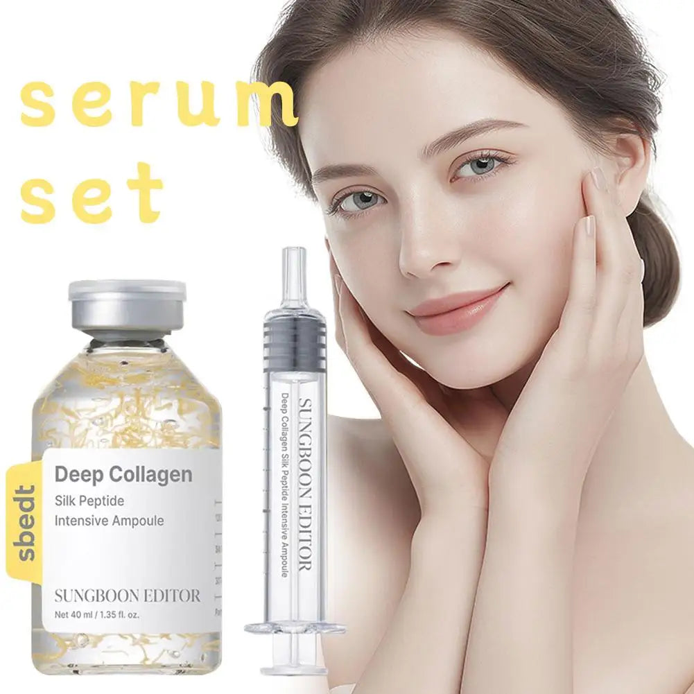 Collagen Ampoule Essence Liquid Set - Needle Type Firming Anti Wrinkle Line Sculpture Skin Care Moisturizing Repair Serum