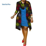 African Print Dress and Suit Coat for Women Cotton 2 Pieces Sets Traditional African Women Clothing Outwear WY586