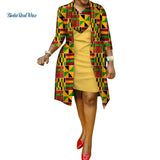 African Print Dress and Suit Coat for Women Cotton 2 Pieces Sets Traditional African Women Clothing Outwear WY586
