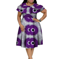 New Bazin Riche African Ruffles Collar Dresses for Women Dashiki Print Pearls Dresses Vestidos Women African Clothing WY4401