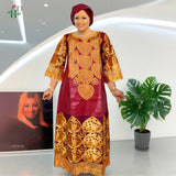 H&D African Women's Dresses Embroidery Bazin Riche Dress Plus Size Wedding Bubu Gowns Elegant Kaftan Boubou Djellaba Clothes