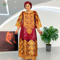 H&D African Women's Dresses Embroidery Bazin Riche Dress Plus Size Wedding Bubu Gowns Elegant Kaftan Boubou Djellaba Clothes