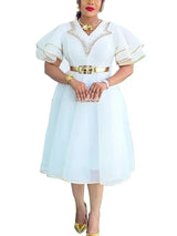 African Dresses for Women Plus Size Africa Clothes Dashiki Ankara Spring Outfits Gown Elegant Muslim Wedding Party Midi Dress