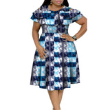 New Bazin Riche African Ruffles Collar Dresses for Women Dashiki Print Pearls Dresses Vestidos Women African Clothing WY4401