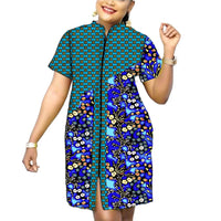 Stand Collar Dress African Trends Patchwork Dress Original Design Elegant Print Women's Ankara Outfit Customized