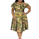 New Bazin Riche African Ruffles Collar Dresses for Women Dashiki Print Pearls Dresses Vestidos Women African Clothing WY4401