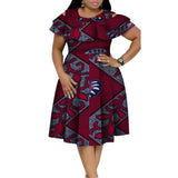 New Bazin Riche African Ruffles Collar Dresses for Women Dashiki Print Pearls Dresses Vestidos Women African Clothing WY4401