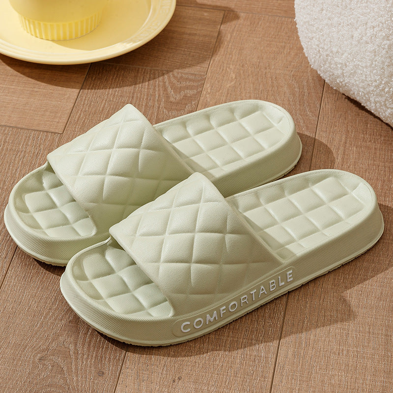 Men's Home Slippers With Plaid Design Soft-soled Silent Indoor Floor Bathing Slippers Women House Shoes Summer - Ever Bloom Now