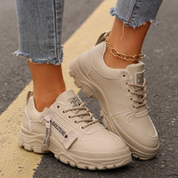 Lace-up Sports Shoes With Side-Zipper Design Fashion Thick-soled Round-toe Casual Shoes For Women Sneakers - Ever Bloom Now