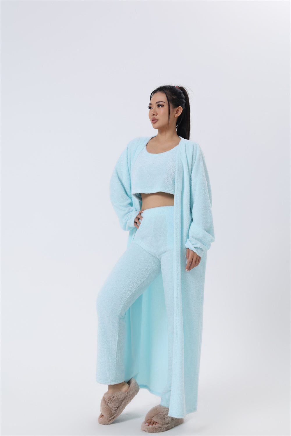 Cozy Pajama Set, 3 Piece Lounge Set, Cute Loungewear, Warm Suit Sets, Matching Set, Lounge Set, 3 Piece Pant Sets, Women Winter Dress - Ever Bloom Now