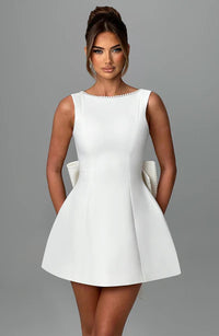Fashion Big-Bowed Pearls Backless Dress Summer Slim Sleeveless A-line Dresses For Party Evening Women's Clothing - Ever Bloom Now