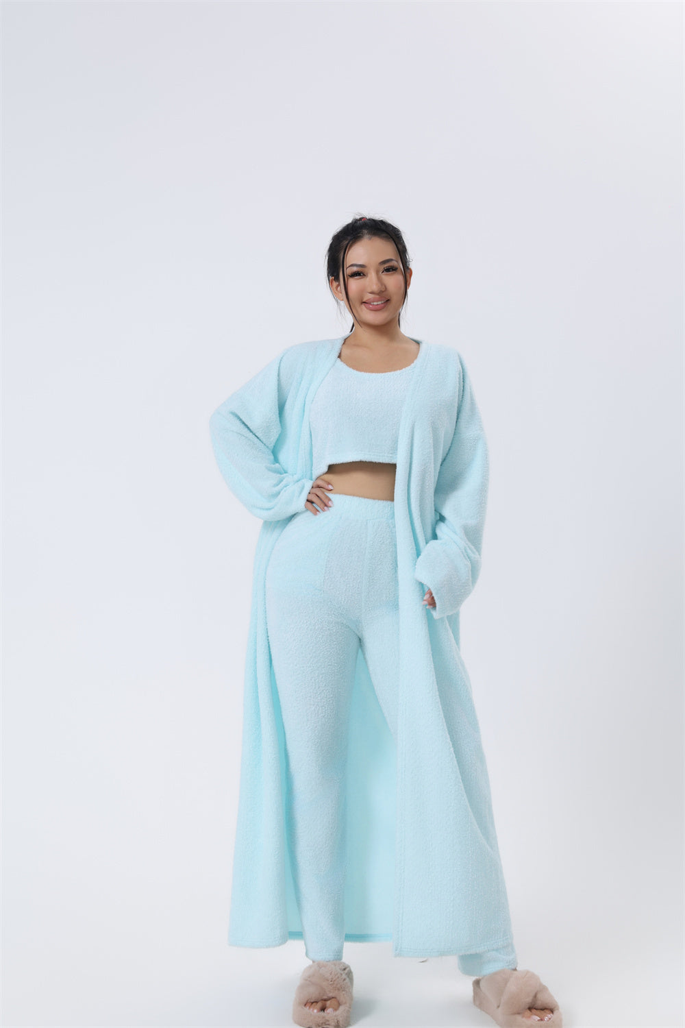 Cozy Pajama Set, 3 Piece Lounge Set, Cute Loungewear, Warm Suit Sets, Matching Set, Lounge Set, 3 Piece Pant Sets, Women Winter Dress - Ever Bloom Now