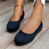 Round Toe Flats Shoes Casual Comfortable Soft Slip On Knit Mesh Shoes For Women - Ever Bloom Now