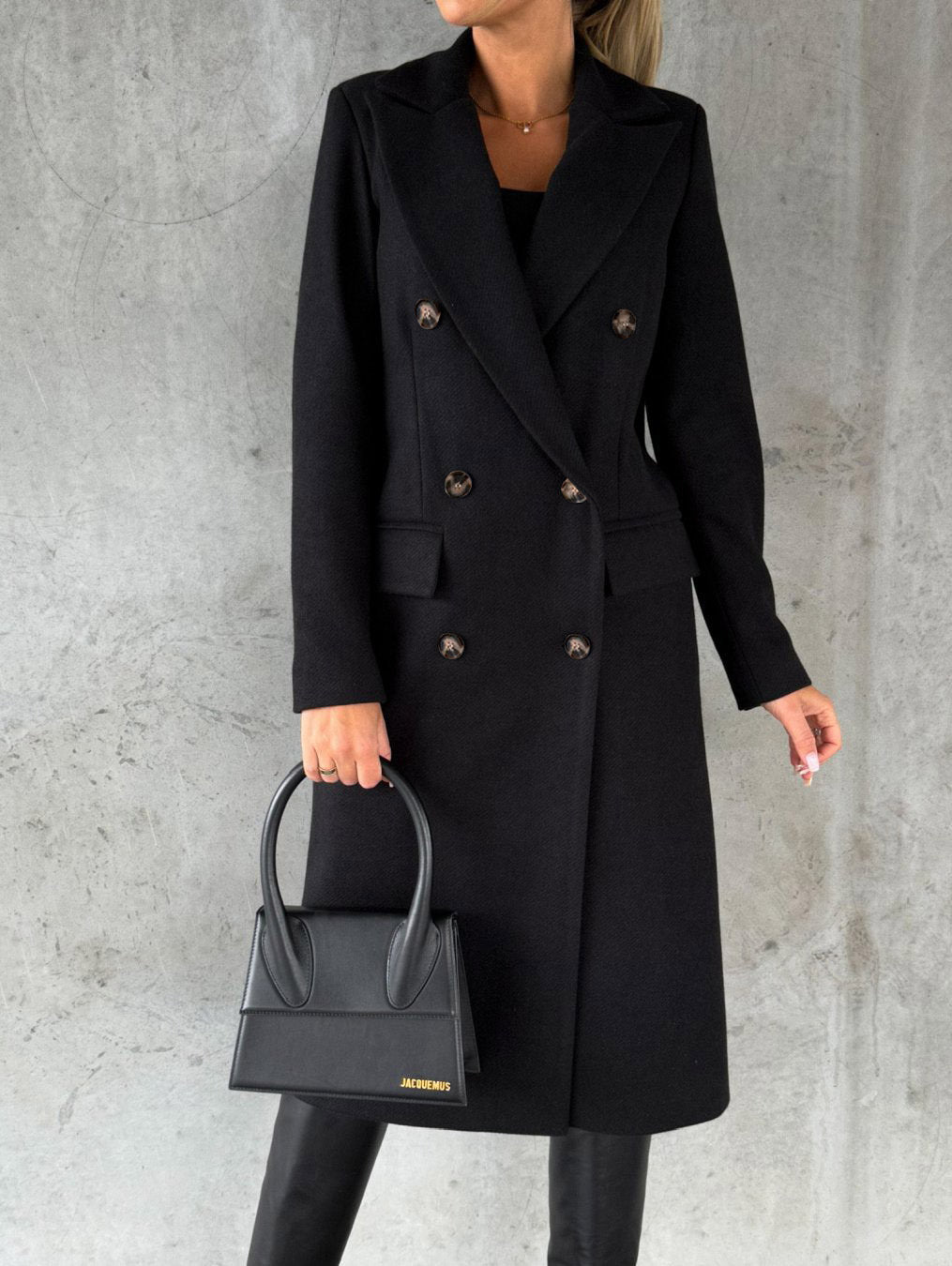 Long Sleeve Lapel Coat Winter Fashion Solid Double Breasted Slim Long Jacket Womens Clothing - Ever Bloom Now