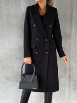 Long Sleeve Lapel Coat Winter Fashion Solid Double Breasted Slim Long Jacket Womens Clothing - Ever Bloom Now