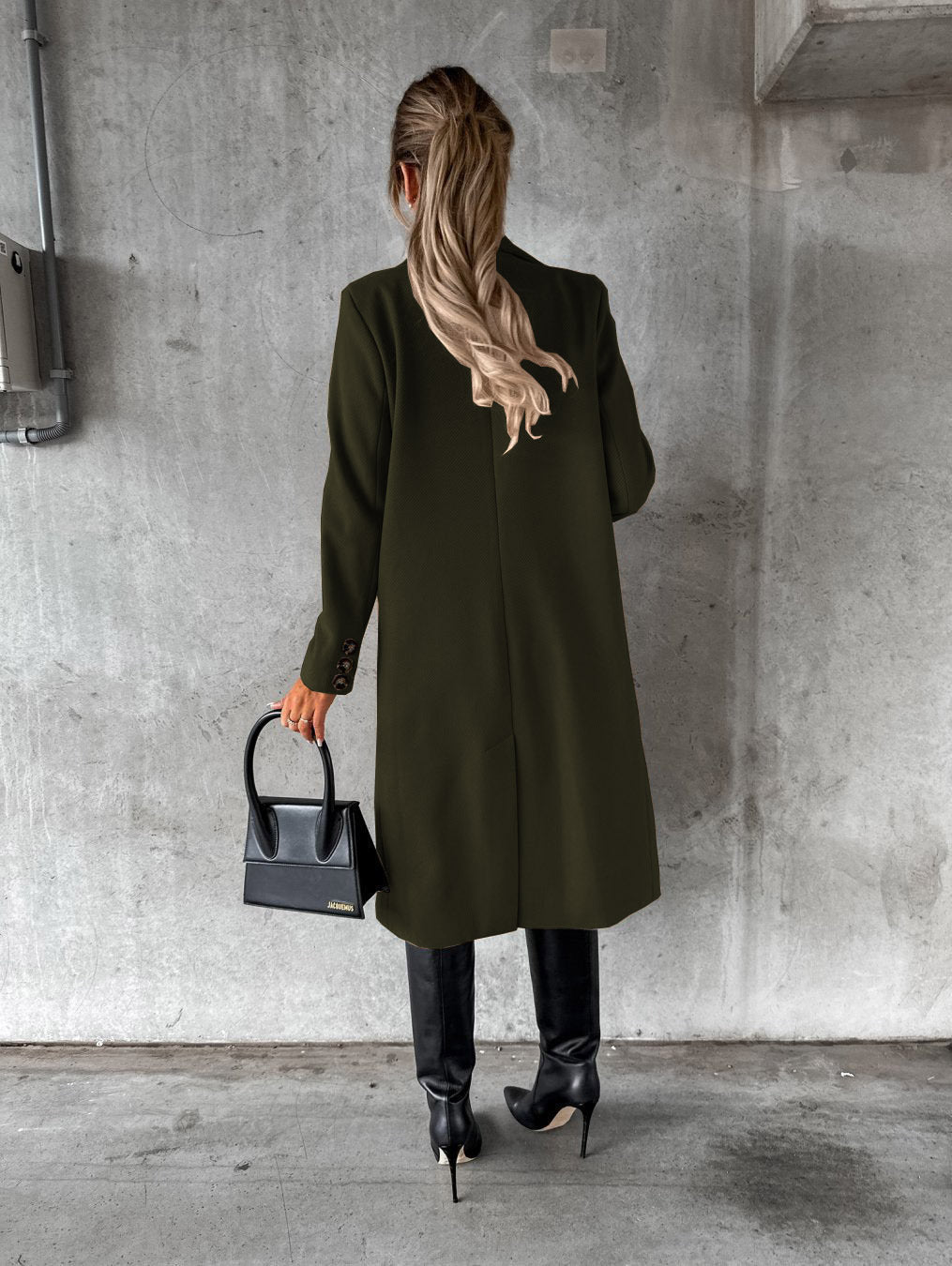 Long Sleeve Lapel Coat Winter Fashion Solid Double Breasted Slim Long Jacket Womens Clothing - Ever Bloom Now