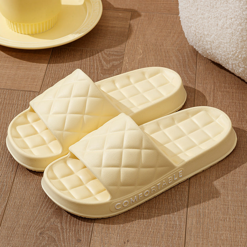 Men's Home Slippers With Plaid Design Soft-soled Silent Indoor Floor Bathing Slippers Women House Shoes Summer - Ever Bloom Now