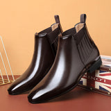 Pointed Toe Chelsea-style Boots For Men Fashion British Style Square Heel Business Formal Leather Shoes - Ever Bloom Now