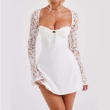 Y2K Lace Long Sleeve Dress Fashion Sexy Corset Backless Lace Up Short Dresses Womens Clothing - Ever Bloom Now