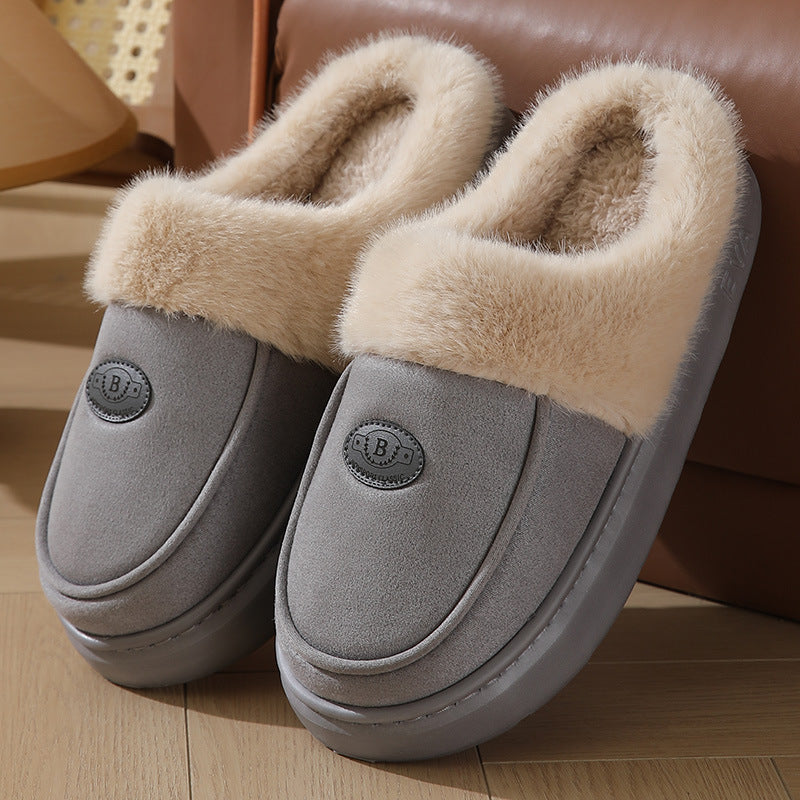 Winter Plush Slippers For Men Casual All-match Warm Suede House Shoes Indoor Non-slip Floor Bedroom Slipper - Ever Bloom Now