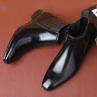 Pointed Toe Chelsea-style Boots For Men Fashion British Style Square Heel Business Formal Leather Shoes - Ever Bloom Now